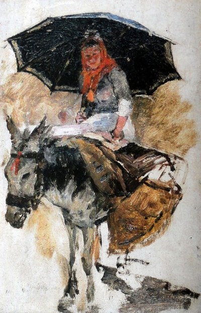 Donna a cavallo di un asinello da Antonio Carvalho Silva de Porto